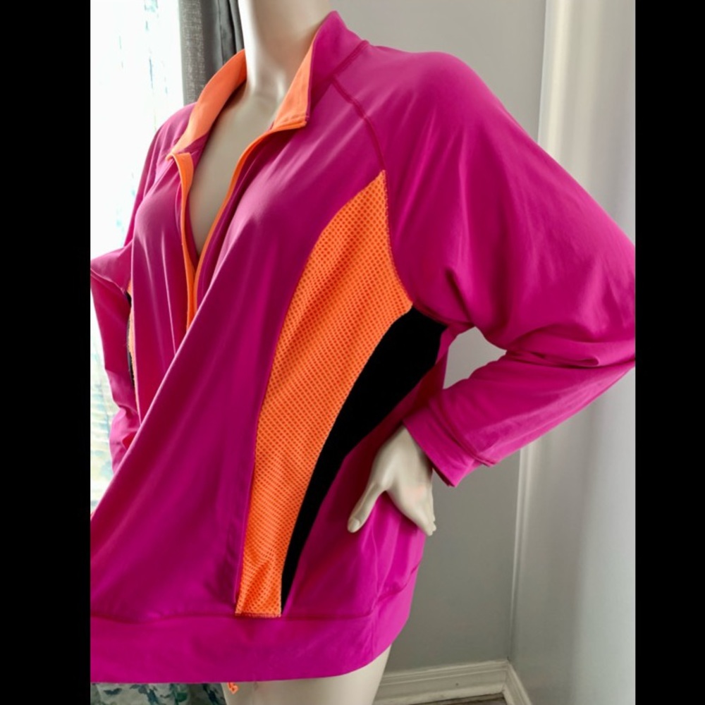 ❤️SOLD❤️ 24w 26w 3x Plus Size Lane Bryant Neon Pink Orange Black Athletic Jacket